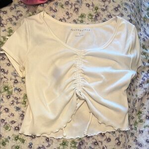 Aeropostale Women's Cream Ruched Top